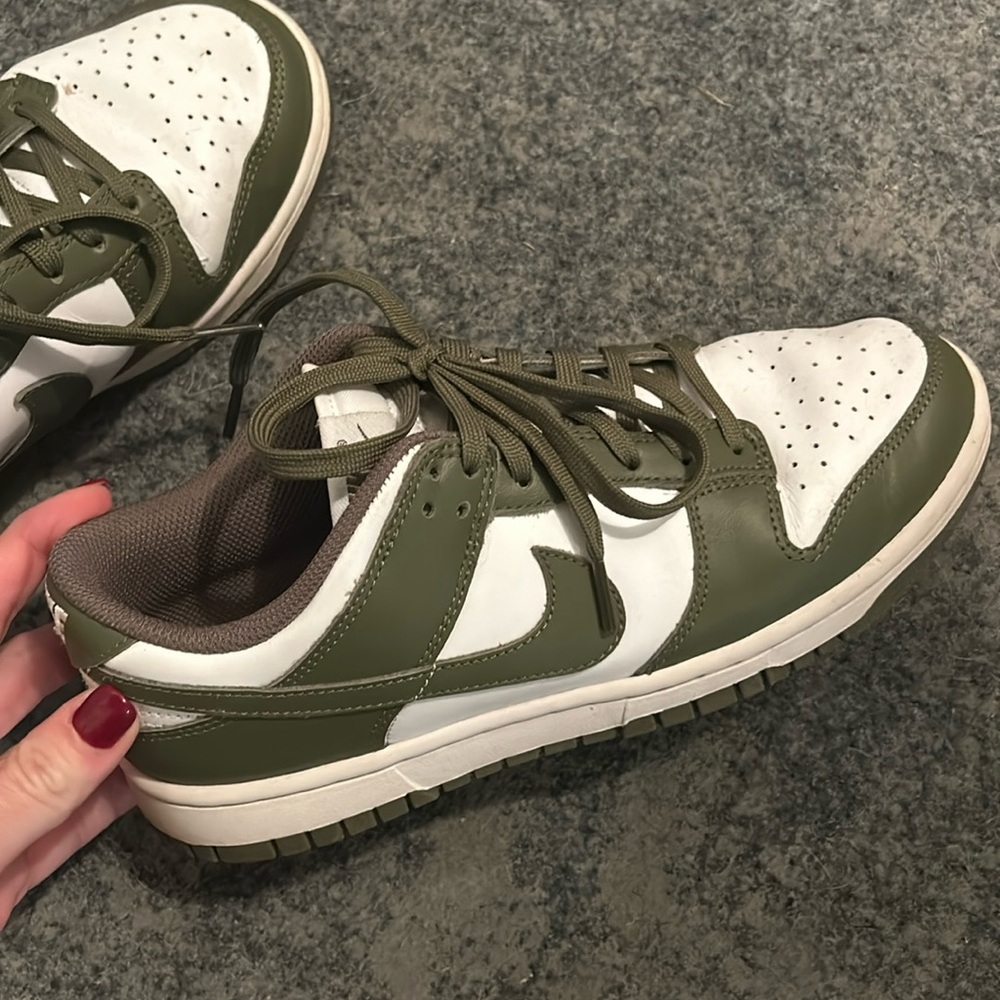 Olive and white Nike dunks. US size 8